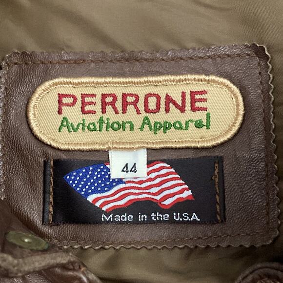 Vintage Perrone Aviation Apparel Leather A-2 Flight Bomber Jacket Size 44 - Picture 10 of 15